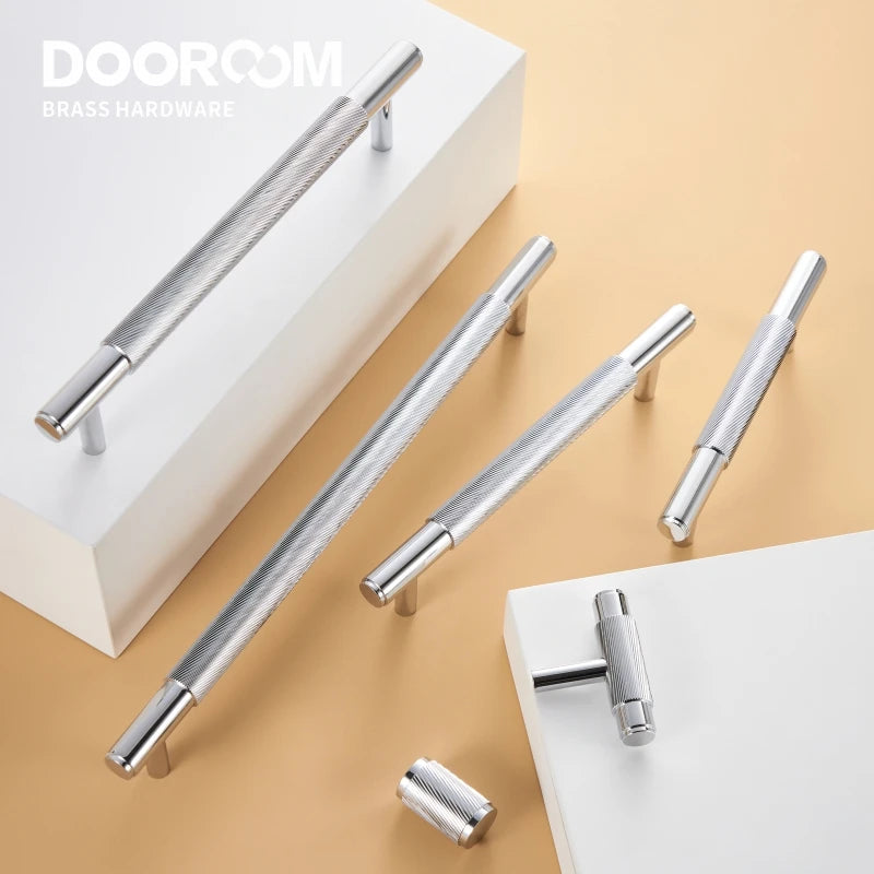 Dooroom Brass Swirl Stripe Furniture Handles T bar Long Pulls Cupboard Wardrobe Dresser Shoe Box Drawer Wine Bar Cabinet Knobs DOOROOM