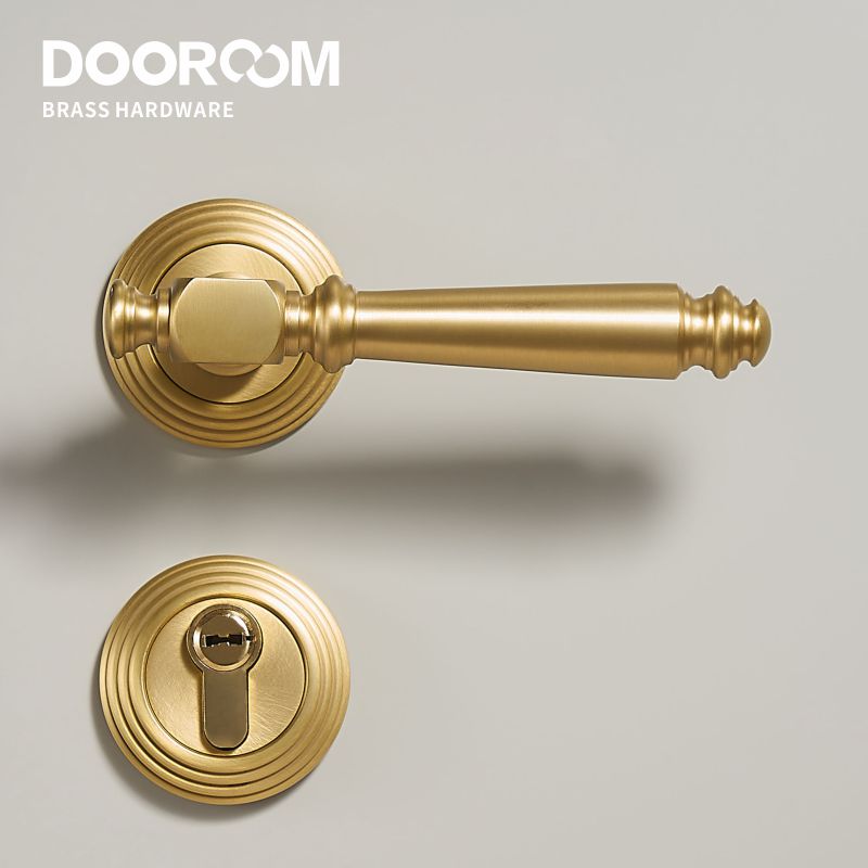 Dooroom Indoor Door Lock Brass Set Bedroom Bathroom Double Wood Door Lever Dummy Quiet Magnetic Suction Door Lock Household DOOROOM