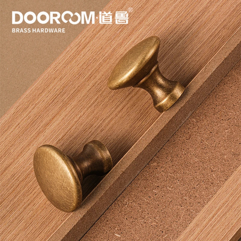 DOOROOM high-quality Solid Brass Handle New Yellow Bronze Clolor Circular Cabinet Furniture Shoe Box Drawer Handle DOOROOM