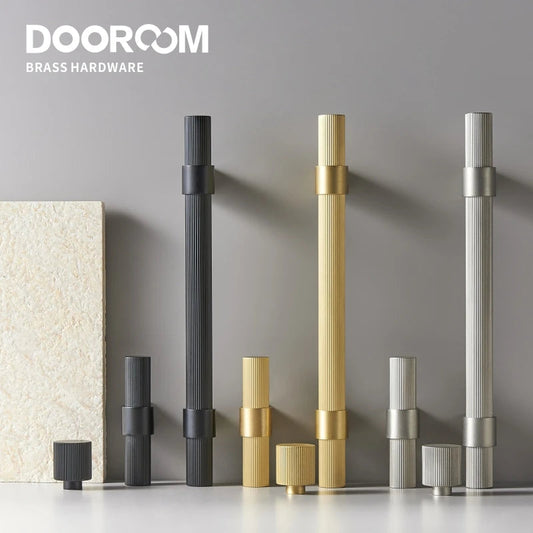 Dooroom Brass Furniture Handles Modern Striped Cupboard Wardrobe Dresser Shoe Box Drawer Cabinet Knobs T-Bar DOOROOM