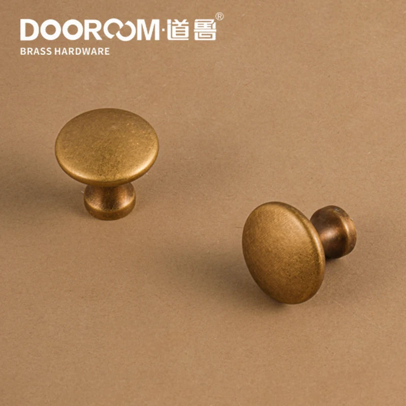 DOOROOM high-quality Solid Brass Handle New Yellow Bronze Clolor Circular Cabinet Furniture Shoe Box Drawer Handle DOOROOM