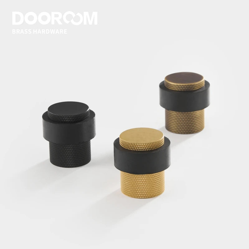 Dooroom Knurled Brass Rubber Door Stops Bathroom Door Stopper Heavy Duty Floor Mount Bumper Non-magnetic Door Holder Catch DOOROOM