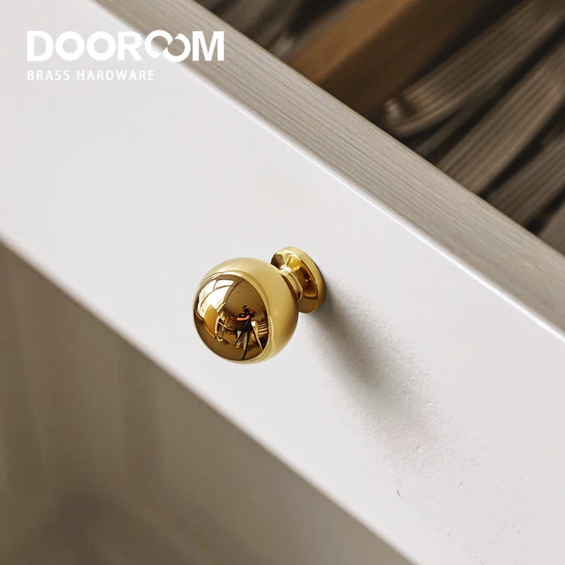 Dooroom Brass Rotundity Furniture Handles Superior Quality Golden Wardrobe Dresser Cupboard Cabinet Door Drawer Shoe Box Handle DOOROOM