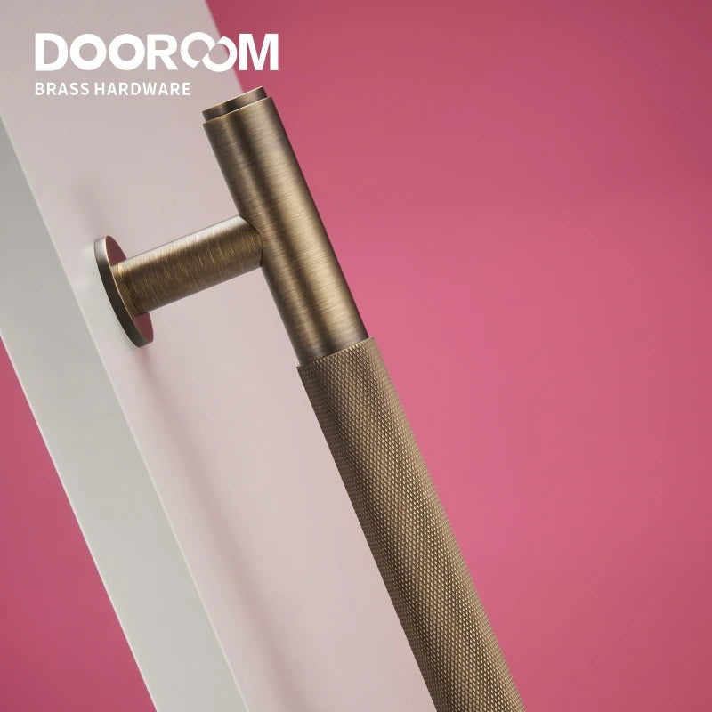 Dooroom Antique Brass Door Double Single Sided Knurled Pull Bar Wood Gate Glass Door Shower Room Handle Brass DOOROOM