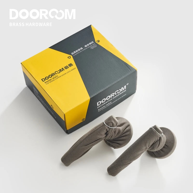 Dooroom US Standard for 2-1/8" Brass Privacy Passage Stripe Door Lock Set Gold Black Antique Bronze Optional Round Panel DOOROOM