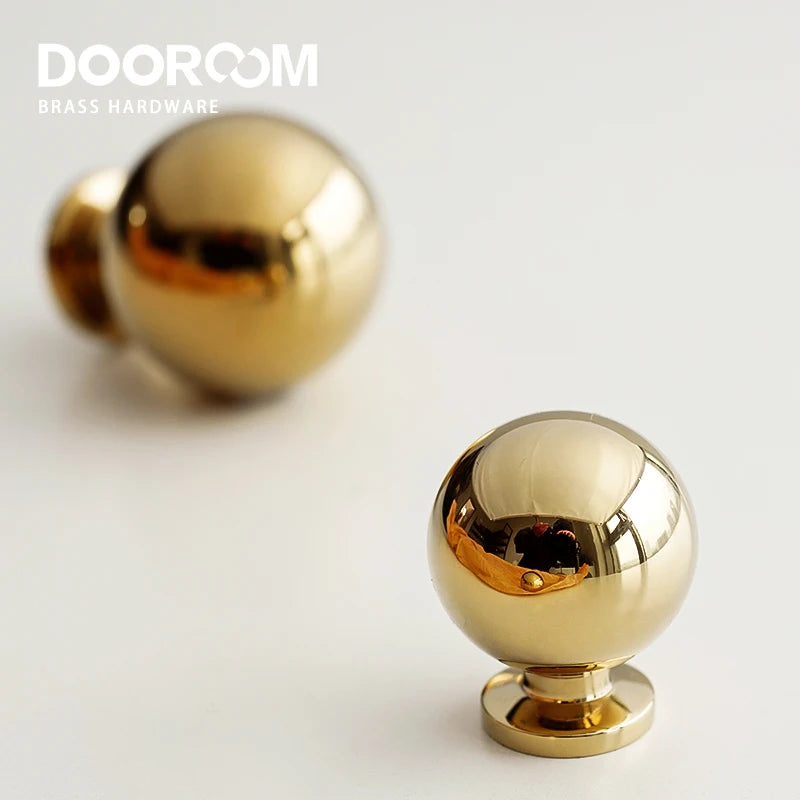 Dooroom Brass Rotundity Furniture Handles Superior Quality Golden Wardrobe Dresser Cupboard Cabinet Door Drawer Shoe Box Handle DOOROOM