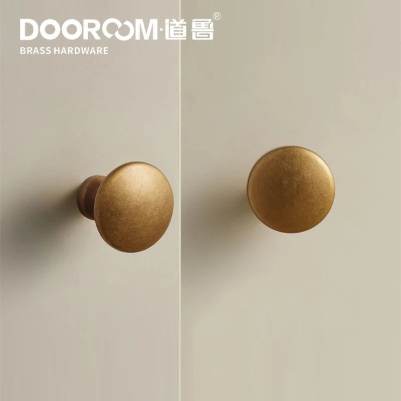 DOOROOM high-quality Solid Brass Handle New Yellow Bronze Clolor Circular Cabinet Furniture Shoe Box Drawer Handle DOOROOM