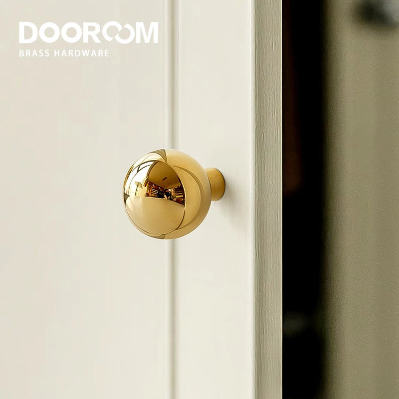 Dooroom Brass Rotundity Furniture Handles Superior Quality Golden Wardrobe Dresser Cupboard Cabinet Door Drawer Shoe Box Handle DOOROOM