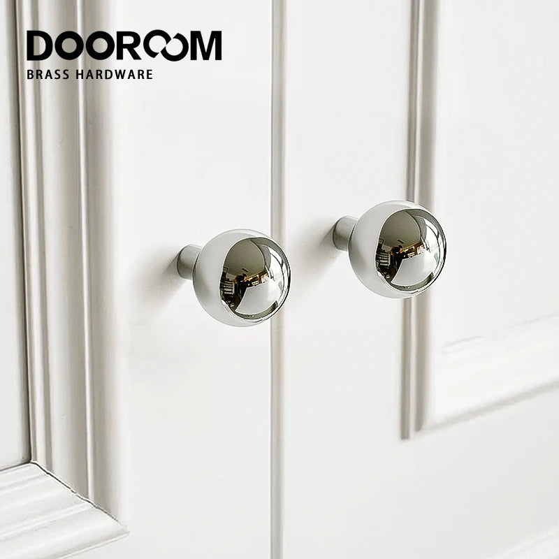 Dooroom Brass Rotundity High Quality Silver Furniture Wardrobe Dresser Cupboard Cabinet Door Drawer  Handle DOOROOM