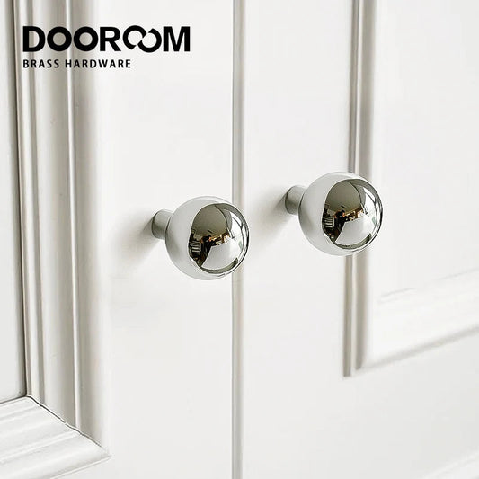 Dooroom Brass Rotundity High Quality Silver Furniture Wardrobe Dresser Cupboard Cabinet Door Drawer  Handle DOOROOM