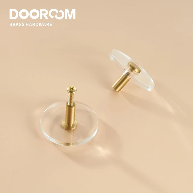 Dooroom Brass Acrylic Furniture Handles Wardrobe Dresser Cupboard Cabinet Drawer Shoe Box Knobs Clothes Hangers Wall Hooks DOOROOM
