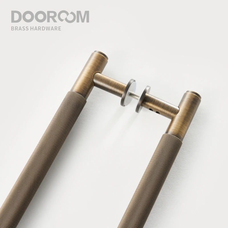 Dooroom Antique Brass Door Double Single Sided Knurled Pull Bar Wood Gate Glass Door Shower Room Handle Brass DOOROOM