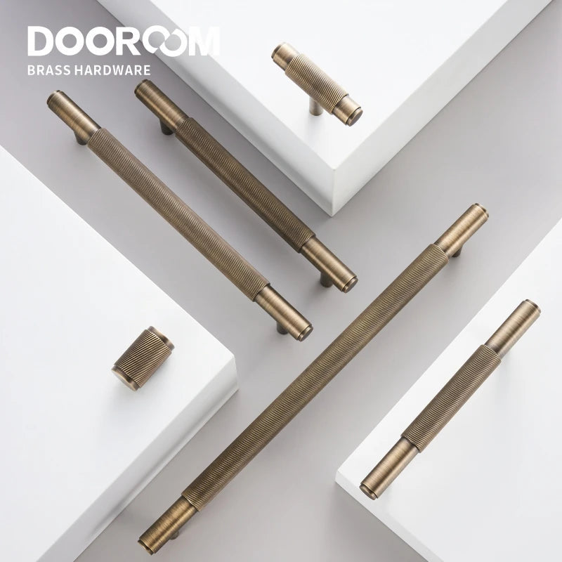 Dooroom Brass Swirl Stripe Furniture Handles T bar Long Pulls Cupboard Wardrobe Dresser Shoe Box Drawer Wine Bar Cabinet Knobs DOOROOM