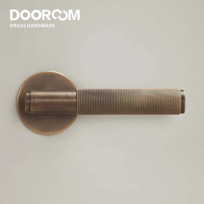Dooroom Brass Door Lever Set Knurled Privacy Passage Dummy Thumbturn Lock Handle Set Knurled Hardware DOOROOM
