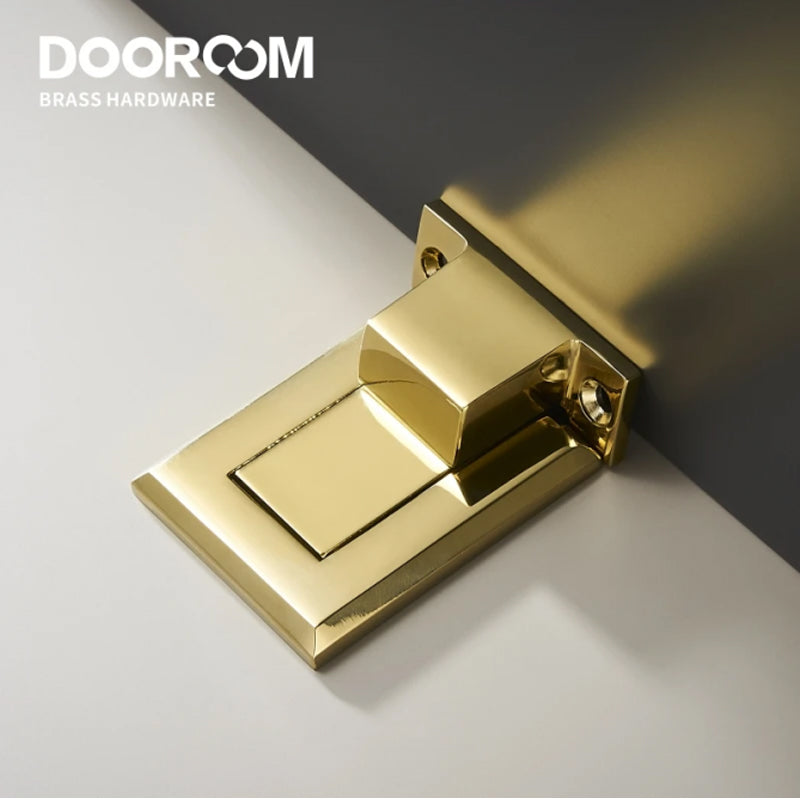 Dooroom Brass Door Stops Punch Free Invisible Magnetic Door Holder Underfloor Heating Door Bumper Catch Free Tapes DOOROOM