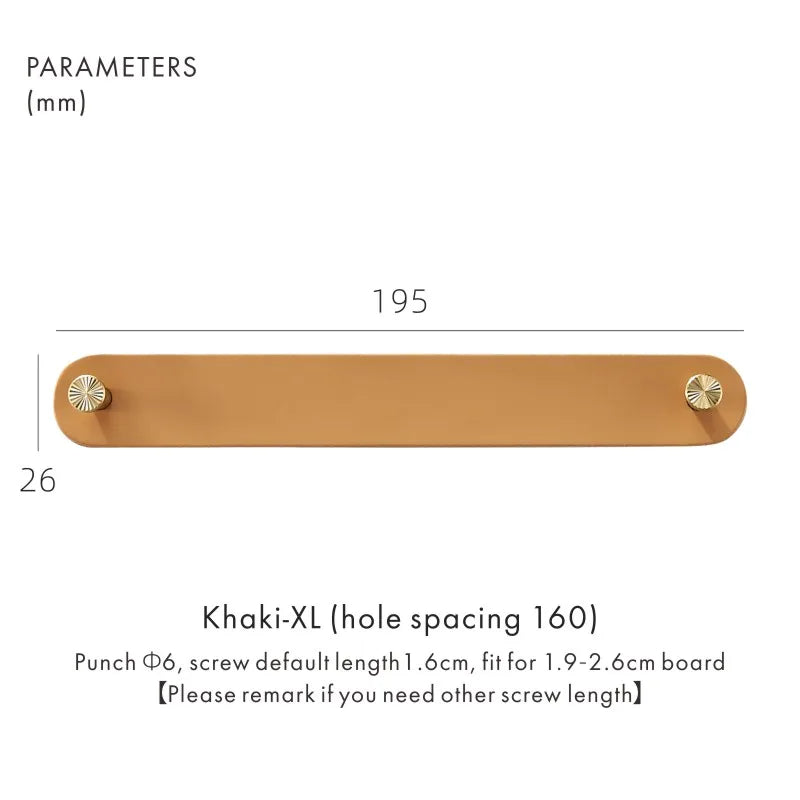 Dooroom Brass Furniture Handles Red Cow Leather Nordic DOOROOM