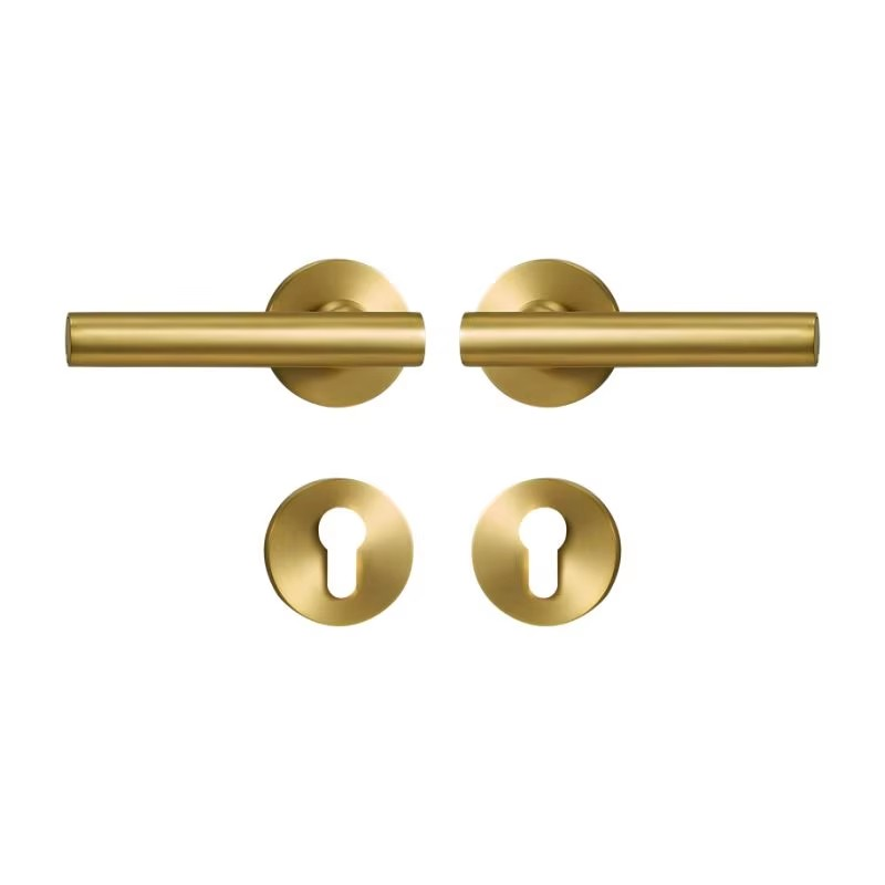 Dooroom Brass Door Lock Set Modern Nordic Interior Bedroom Bathroom Double Wood Door Lever Set Dummy Lock Handle DOOROOM