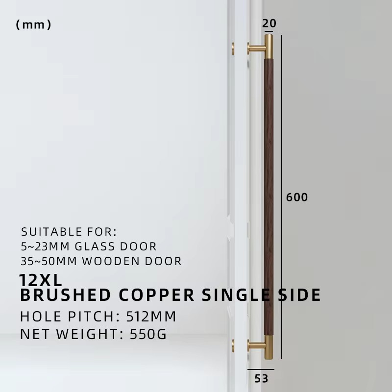 Dooroom Antique Brass Door Double Single Sided Stripe Linear Pull Bar Walnut Wood Gate Glass Door Shower Room Handles DOOROOM