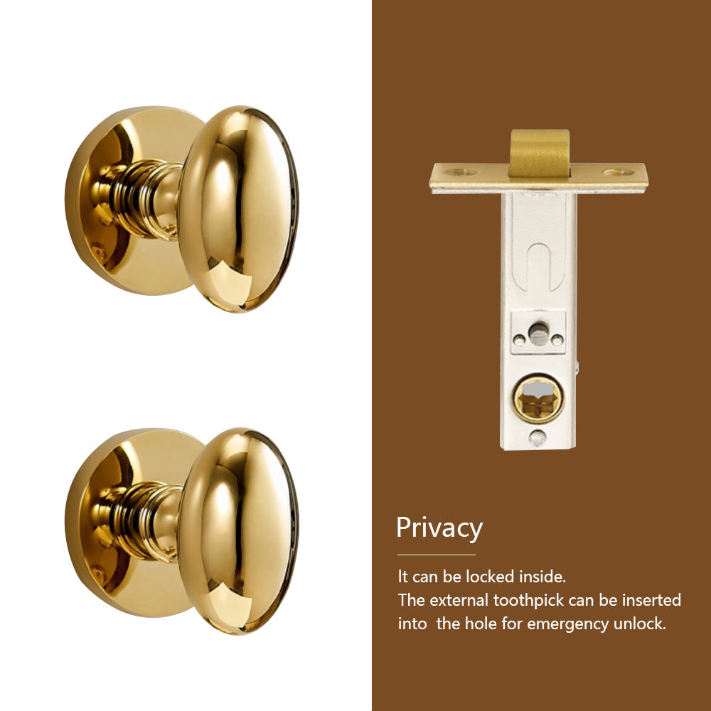 Dooroom Brass Door Lock Set Modern Shiny PVD Gold Interior Bedroom Bathroom Dummy Privacy Passage Hidden Door Lever Set DOOROOM