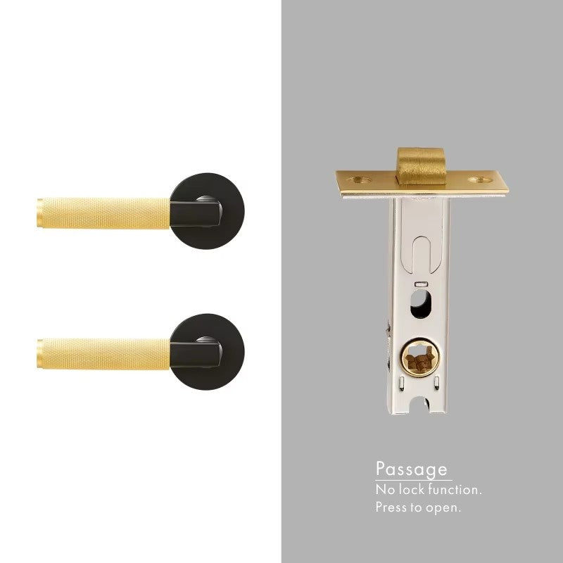 Dooroom brass knurled thumb turn key latch lever handle cylinder key escutcheon passage room lock DOOROOM