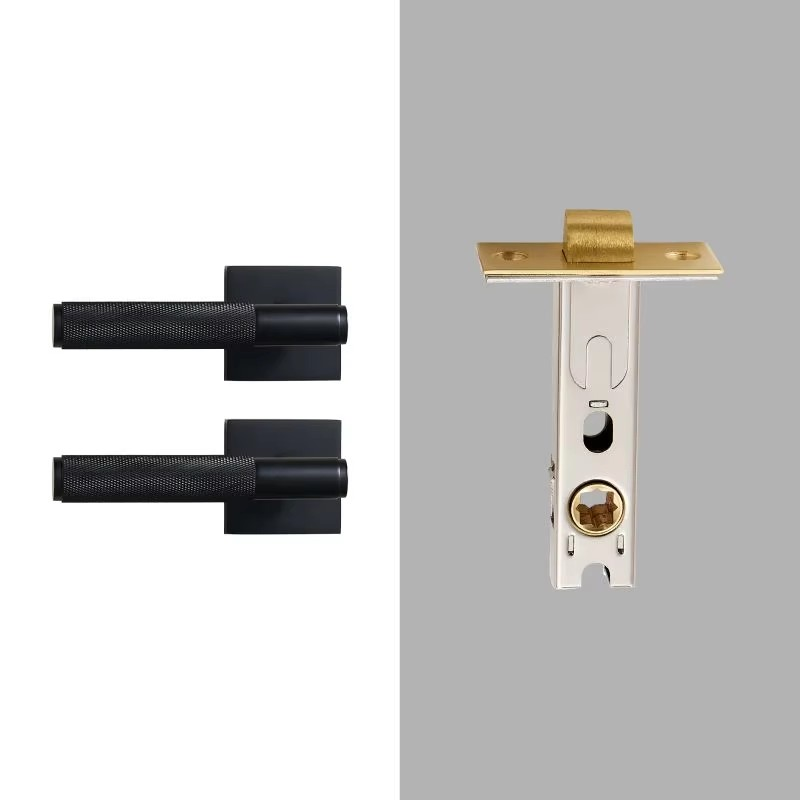 Dooroom Brass Door knurled handle Set Modern Interiror Bedroom Bathroom Door Lever Set Dummy Privacy Passage lock DOOROOM