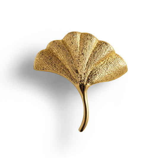 Set of 2 Ginkgo Leaf Brass Decorative Door Handles DOOROOM