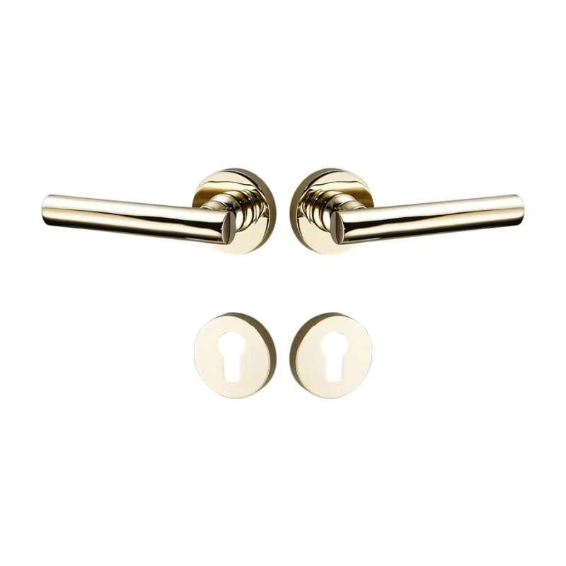 Dooroom Brass Door Lock Set Modern Nordic Interior Bedroom Bathroom Double Wood Door Lever Set Dummy Lock Handle DOOROOM