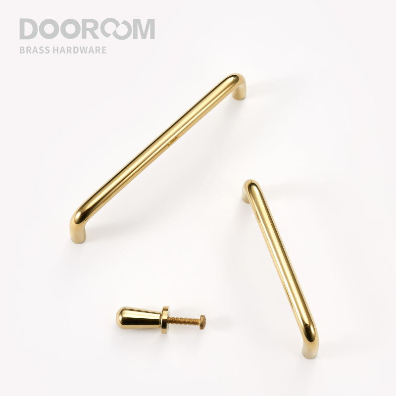 Dooroom Fashion Brass Shiny Gold Handles Simple Nordic Ins Cupboard Wardrobe Dresser Cabinet Door Drawer Furniture Pulls Knobs DOOROOM