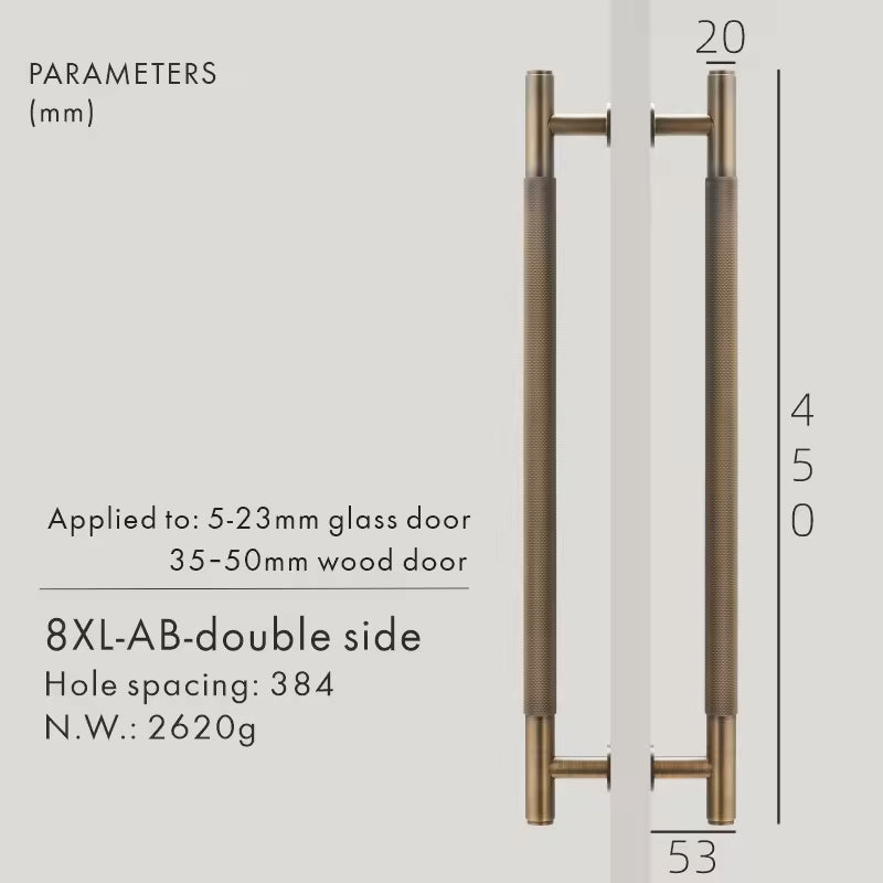 Dooroom Brass Knurled Door Handles Double Door Wood Door Shower Room Single Side Double Side Matt Gold Black Pulls DOOROOM
