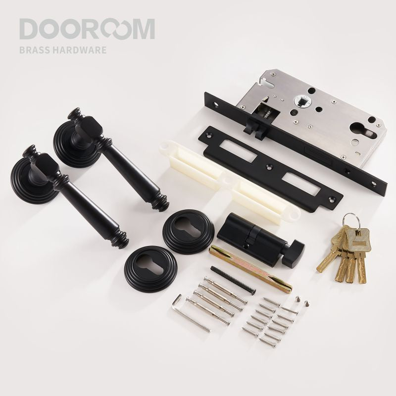 Dooroom Indoor Door Lock Brass Set Bedroom Bathroom Double Wood Door Lever Dummy Quiet Magnetic Suction Door Lock Household DOOROOM