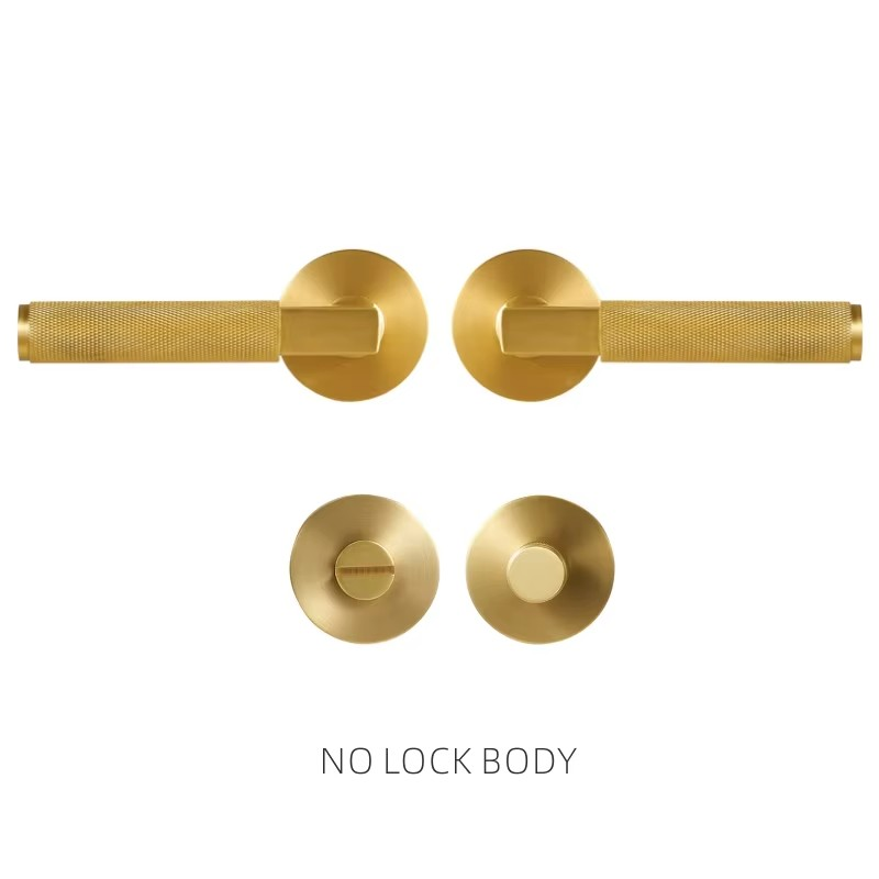 Dooroom thumbturn Knurled Brass Door Lock Set Modern Interior Bedroom Bathroom Wood Door Lever Set Dummy Privacy Passage Lock DOOROOM