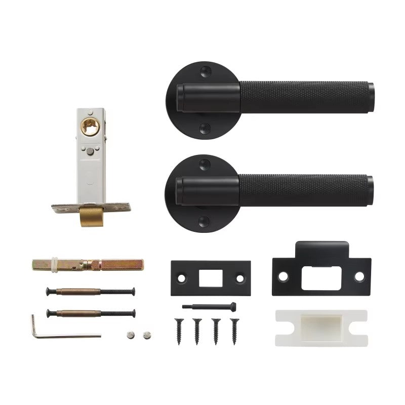 Dooroom Brass Door Lever Set Knurled Privacy Passage Dummy Thumbturn Lock Handle Set Knurled Hardware DOOROOM