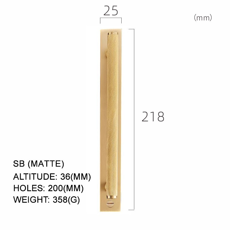 Dooroom Brass Long Furniture Handles Knurled Wardrobe Dresser Cupboard Cabinet Drawer Refrigerator Door Pulls Knobs DOOROOM