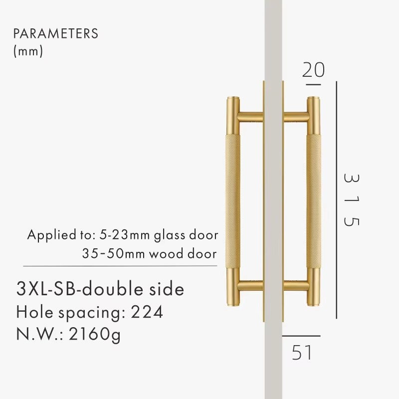 Dooroom Brass Knurled Door Handles Double Door Wood Door Shower Room Single Side Double Side Matt Gold Black Antique Brass Pulls DOOROOM