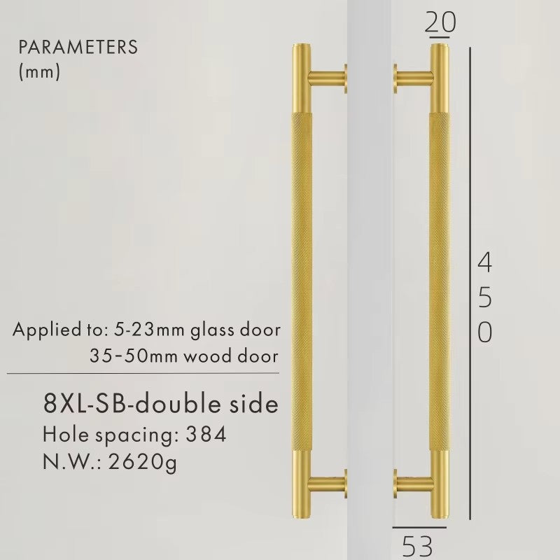 Dooroom Brass Knurled Door Handles Double Door Wood Door Shower Room Single Side Double Side Matt Gold Black Pulls DOOROOM