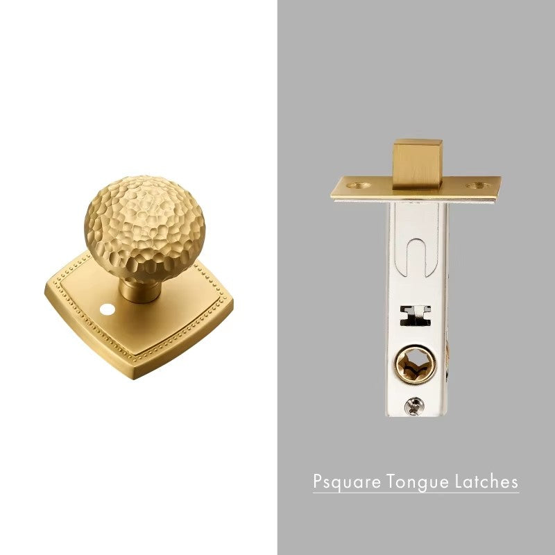Dooroom Brass Door Lock Set Hammered Modern Bedroom Bathroom Double Lever Dummy Privacy Passage Hidden Handle Knob DOOROOM
