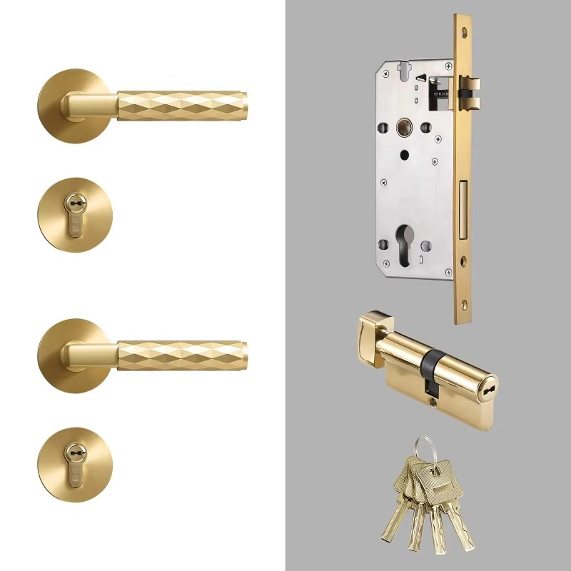Dooroom Brass Door Lock Set Modern Black Nickel Hammered Interior Bedroom Bathroom Double Wood Door Lever Dummy Privacy Passage DOOROOM