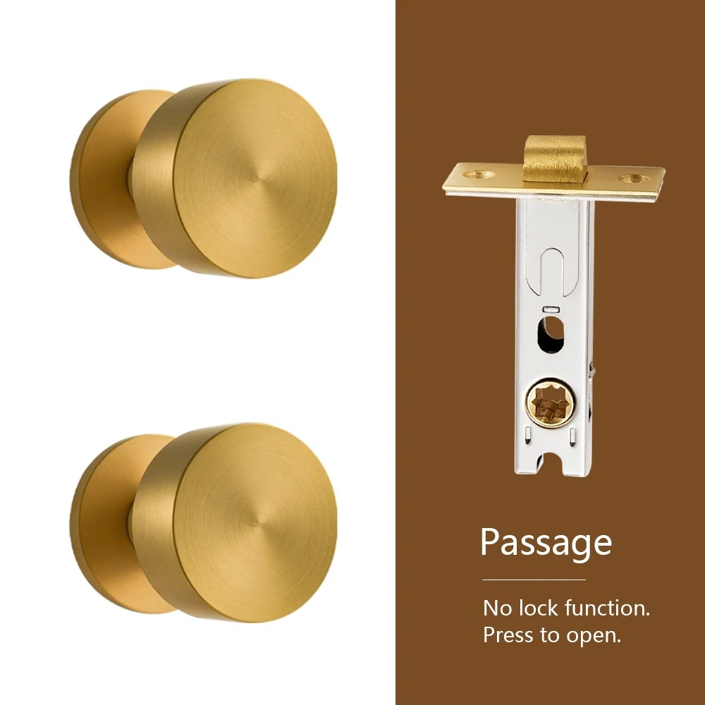 Dooroom Brass Door Lock Set Modern Brass Black Nickel Interior Bedroom Bathroom Double Wood Door Lever Set Dummy Handle Passage DOOROOM