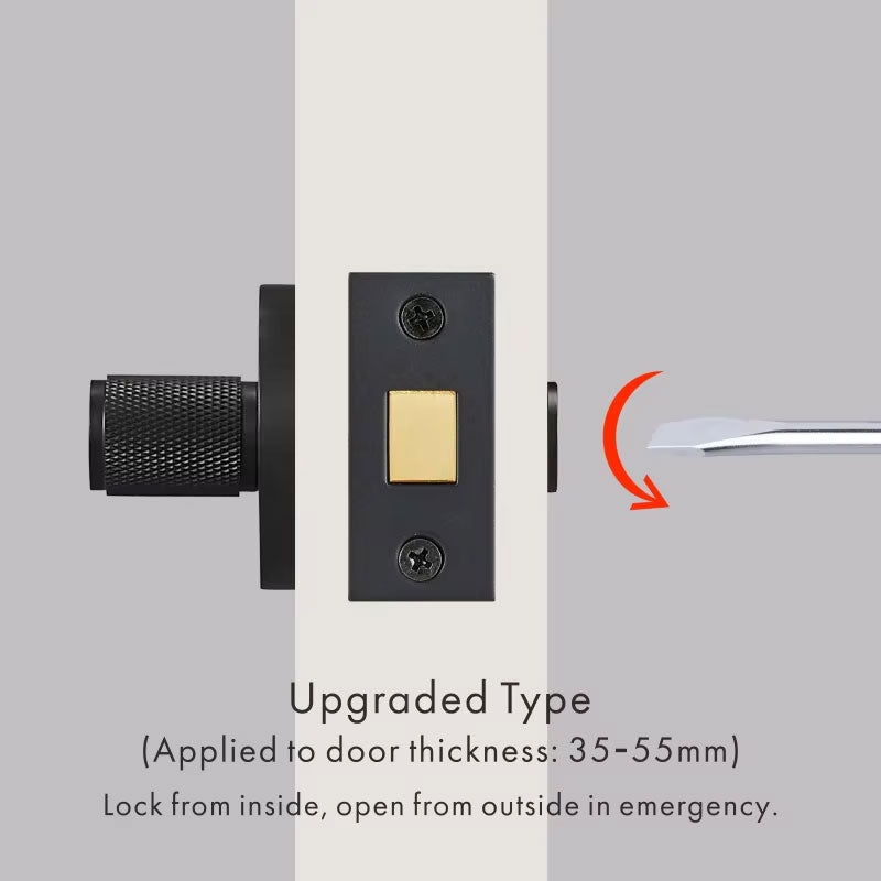Dooroom Brass Knurled Hidden Door Lock Set Living Room Bathroom Invisible Thumb Turn Matt Black Brushed Brass Open In Emergency DOOROOM