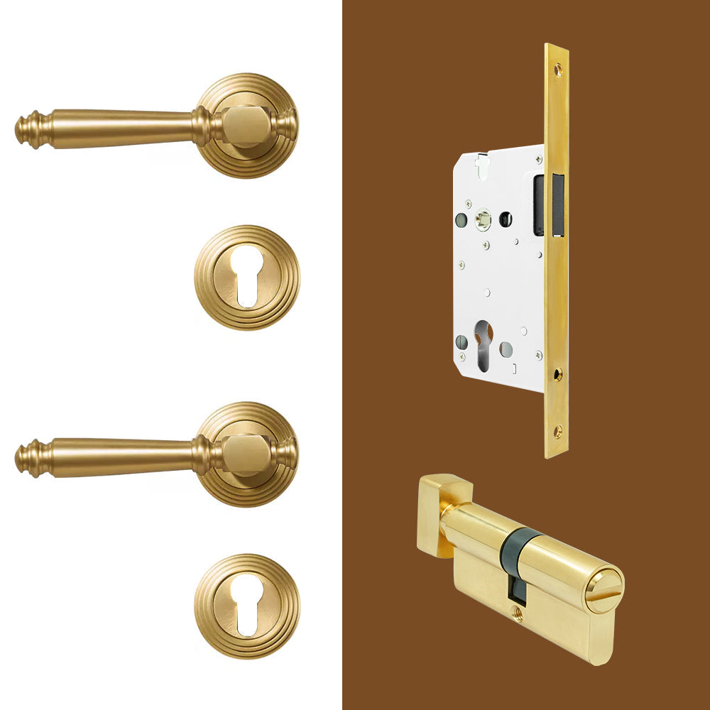 Dooroom Indoor Door Lock Brass Set Bedroom Bathroom Double Wood Door Lever Dummy Quiet Magnetic Suction Door Lock Household DOOROOM