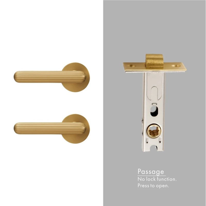 Dooroom Brass Door Lock Set Modern Simple European Interiror Bedroom Bathroom Double Wood Door Lever Set Dummy Handle Knob DOOROOM