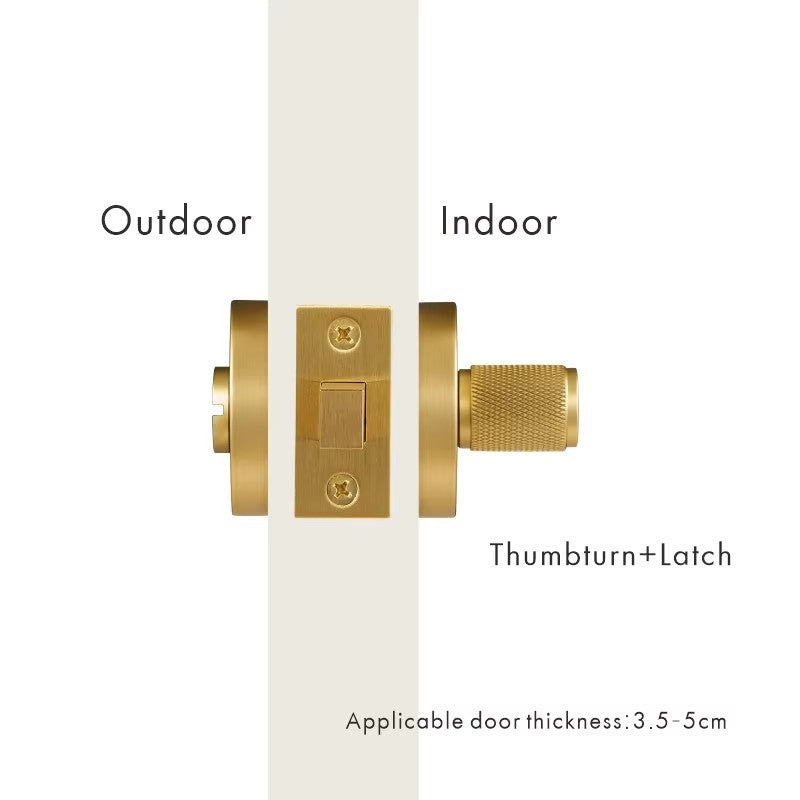 Dooroom brass knurled thumb turn key latch lever handle cylinder key escutcheon passage room lock DOOROOM