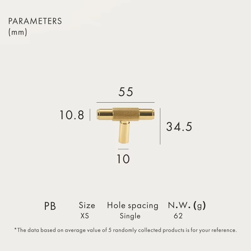 Dooroom Brass Furniture Handles Modern Knurled Shiny Gold Cupboard Wardrobe Dresser Shoe Box Drawer Cabinet Knobs T-Bar DOOROOM