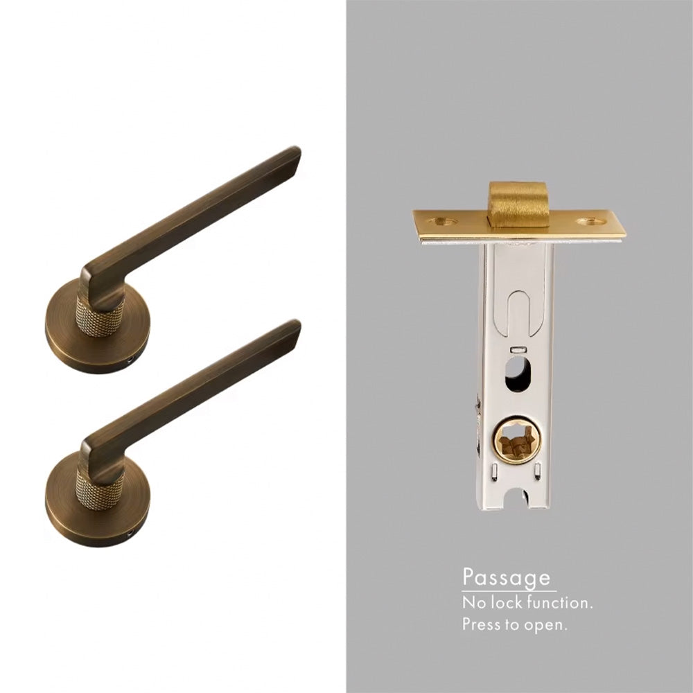 Dooroom Brass Door Lever Mute Black Gold Interior Bedroom Bathroom Wood Door Lock Set Dummy Handle Knob DOOROOM