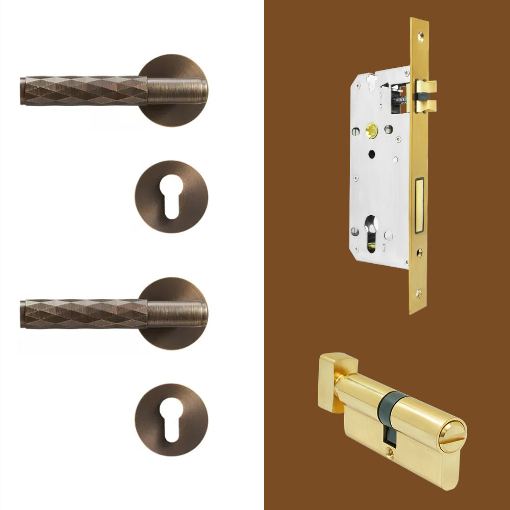Dooroom Brass Silent Split Door Lock Bedroom Interior Anti-theft Mechanical Lock Security Mute Bathroom Door Handle Locks DOOROOM