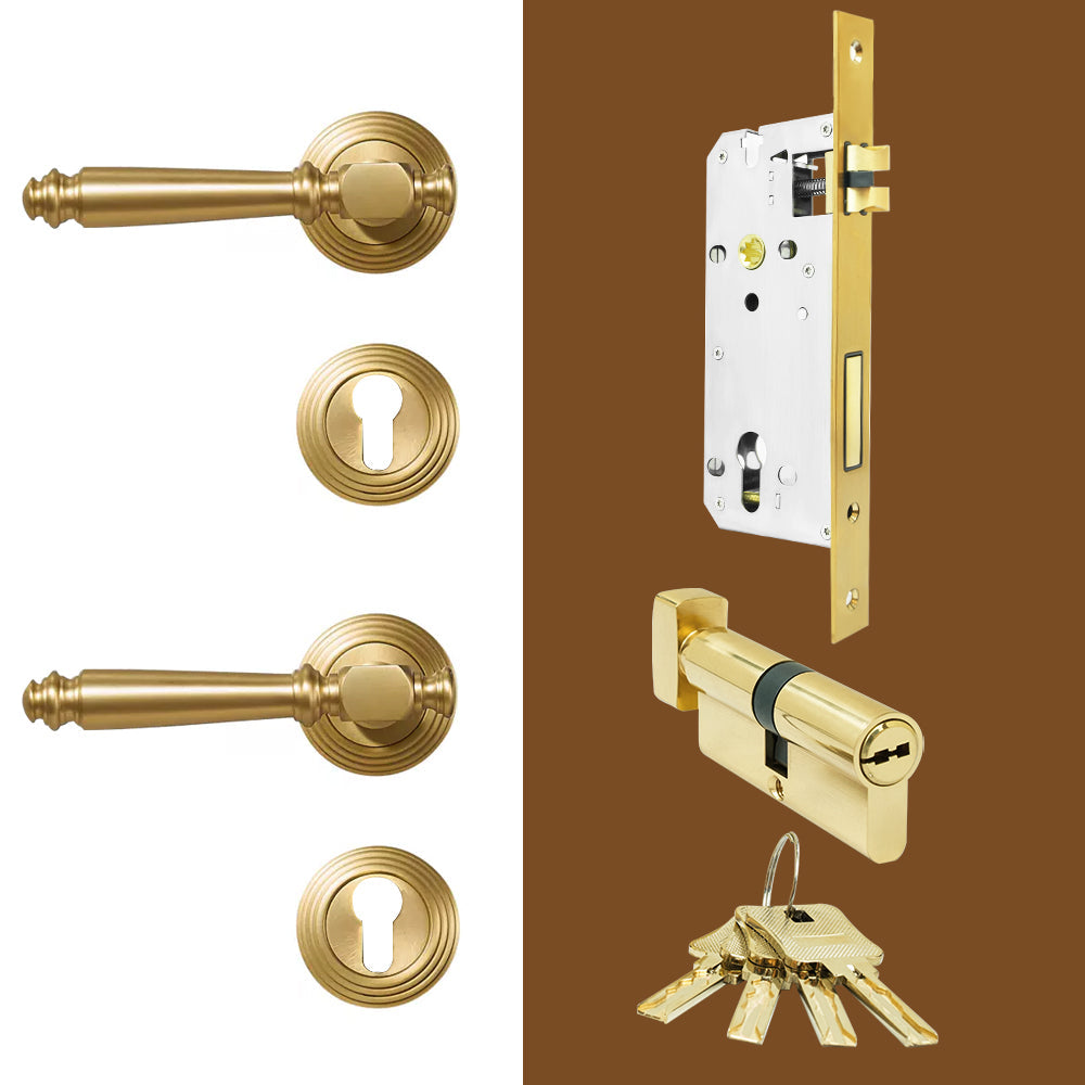 Dooroom Indoor Door Lock Brass Set Bedroom Bathroom Double Wood Door Lever Dummy Quiet Magnetic Suction Door Lock Household DOOROOM