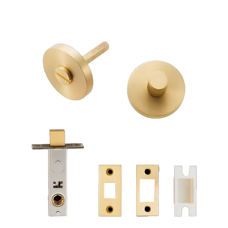 Dooroom US Standard for 2-1/8" Hole Brass Privacy Passage Lock Set Stripe Lever Round Panel  Interior Door Closet Dummy Handle DOOROOM