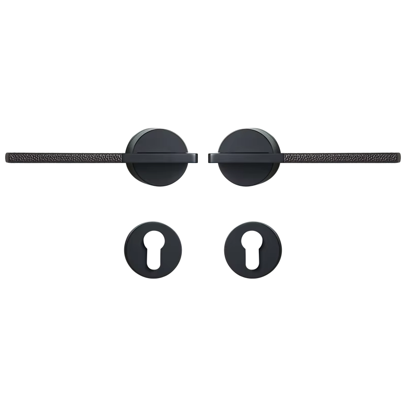 Dooroom Brass Leather Door Lock Set Black Brushed Nickel Bedroom Bathroom Double Wood Door Lever Set Dummy Privacy Passage DOOROOM