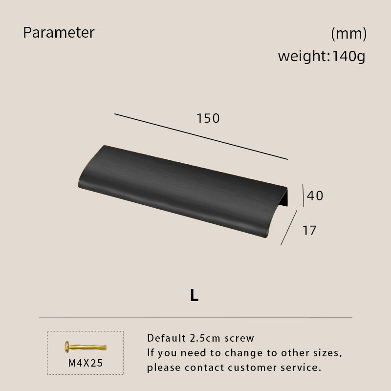 Dooroom Solid Brass Cabinet Drawer Cabinet Door Handle Comfortable Rounded Edge Lip Pull Extended Length Brushed Brass DOOROOM