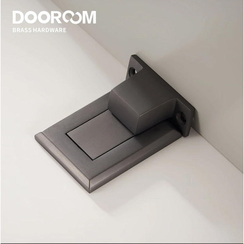 Dooroom Brass Door Stops Punch Free Invisible Magnetic Door Holder Underfloor Heating Door Bumper Catch Free Tapes DOOROOM
